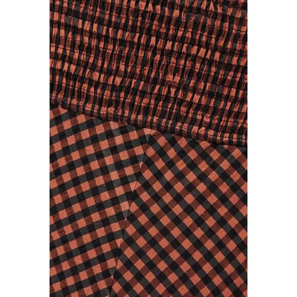 Ganni Cult Classic Smocked Dress - Ruffled Gingham Midi Dress - XS 34 - Picture 4 of 8